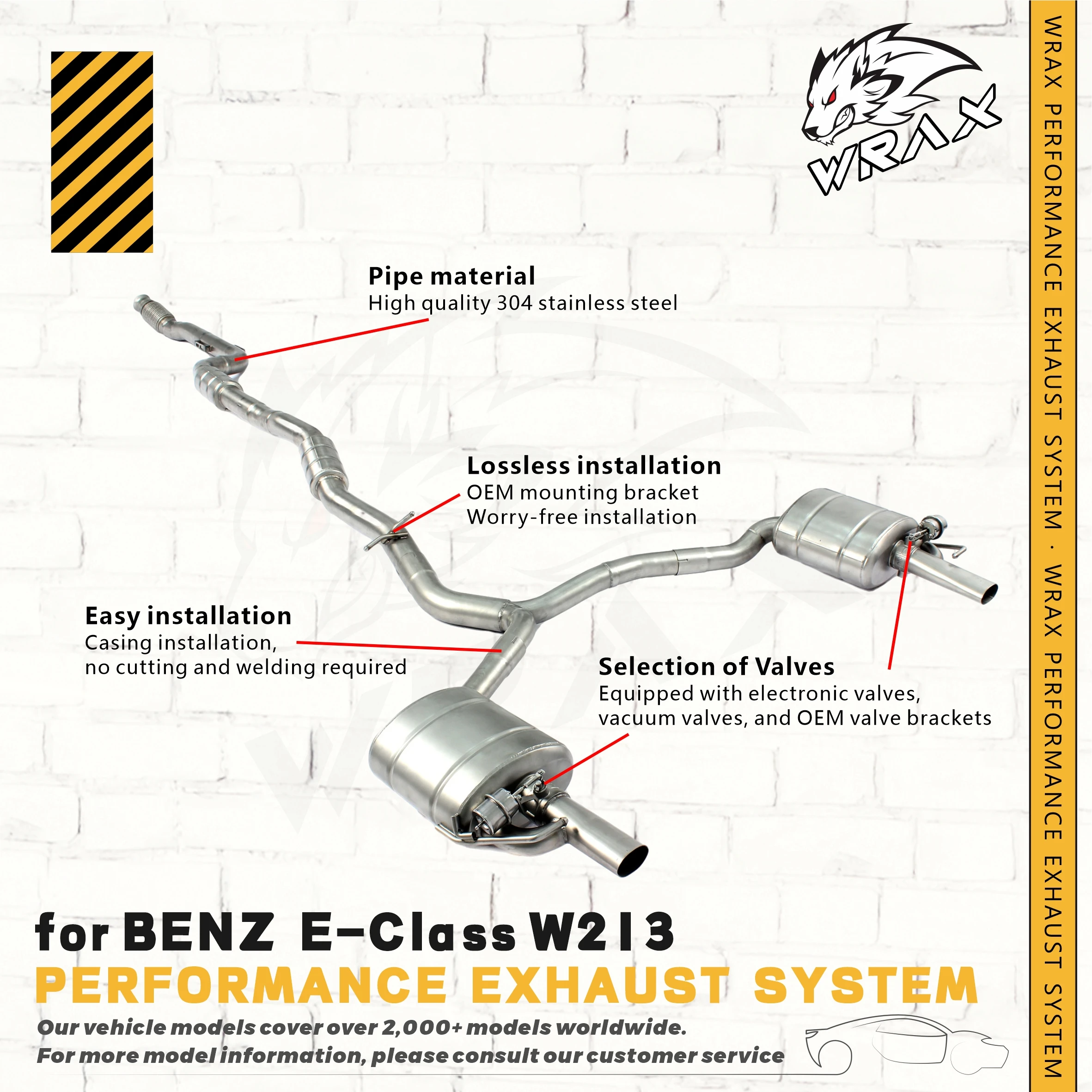 

WRAX Sport Exhaust Catback System for BENZ E-Class W213 2016+ Stainless Steel pipe with Valve
