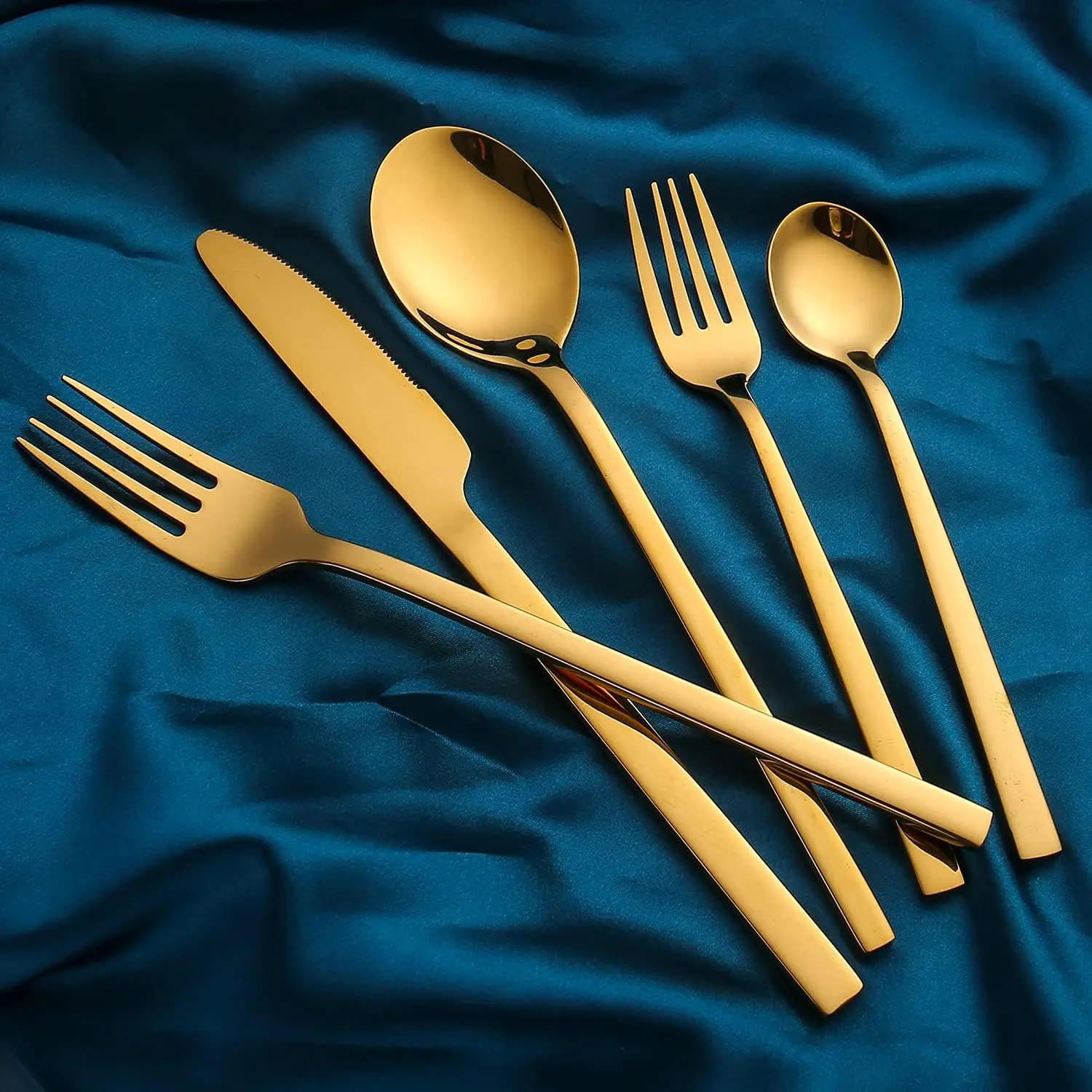 

KuBac Hommi Golden Cutlery Set 18/10 stainless steel Silverware Gold Dinnerware Set Service For 6 Drop Shipping