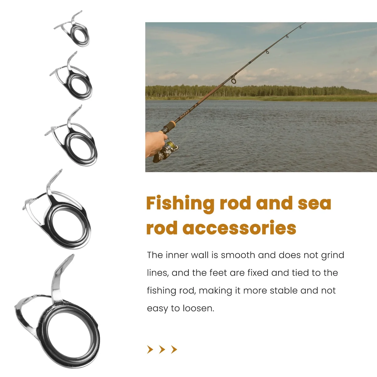 

【Найвичайшая цена!】40 шт./компл. направляющие для удочки, наконечник, 8 размеров, комплект для ремонта удочки, кольца для лески, набор глаз, кольца, рамки из нержавеющей стали