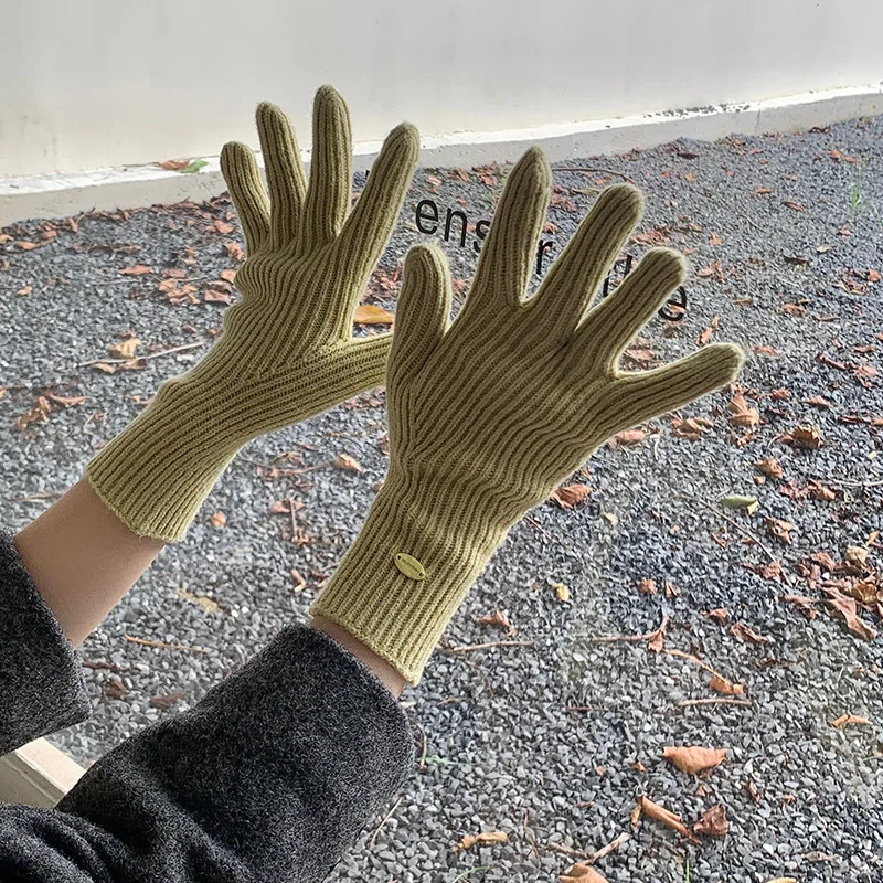 ‌ Gestrickte Winterhandschuhe im koreanischen Stil, ultrawarme und weiche, winddichte Touchscreen-Handschuhe für Damen, lässiges, einfarbiges Design