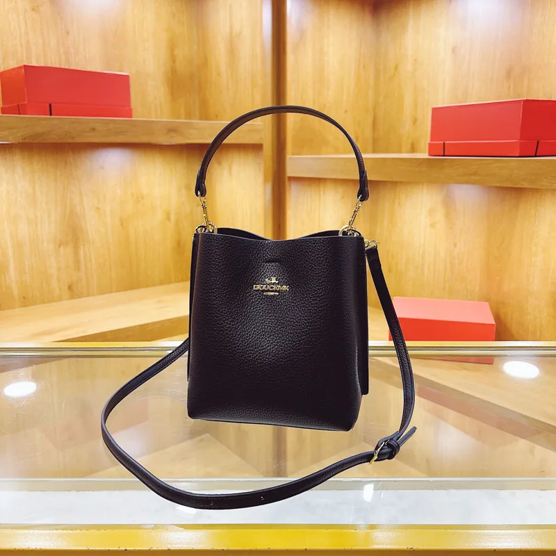 

Текстурированная сумка-ведро 2025, изысканный кошелек из гальки, универсальная женская сумка через плечо, шикарная сумка «день-ночь»