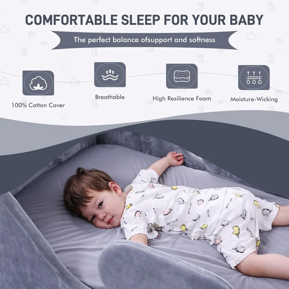 سرير أطفال آمن وواسع مع أبعاد سرير قياسية وقماش معتمد #3