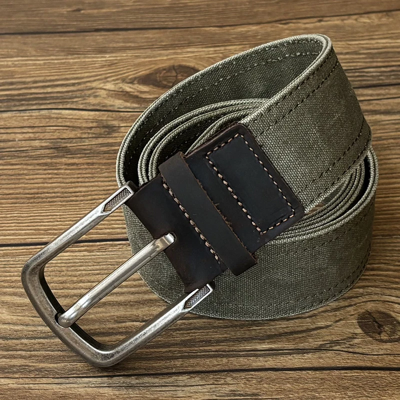 

New Men's Canvas Belt Buckle Style Casual Leisure Fashionable for Jeans Military Training Student Suitable Leather Wrapped Al...