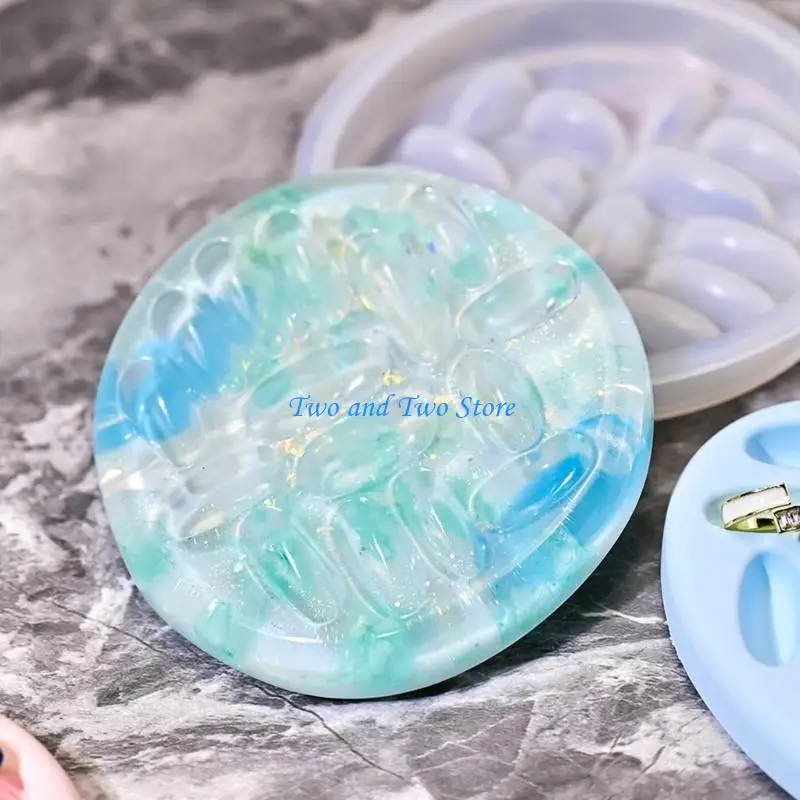 HX6F 2Pcs/set Crafting Silicone Mold Set Round/Love Heart Ring Holder Moulds