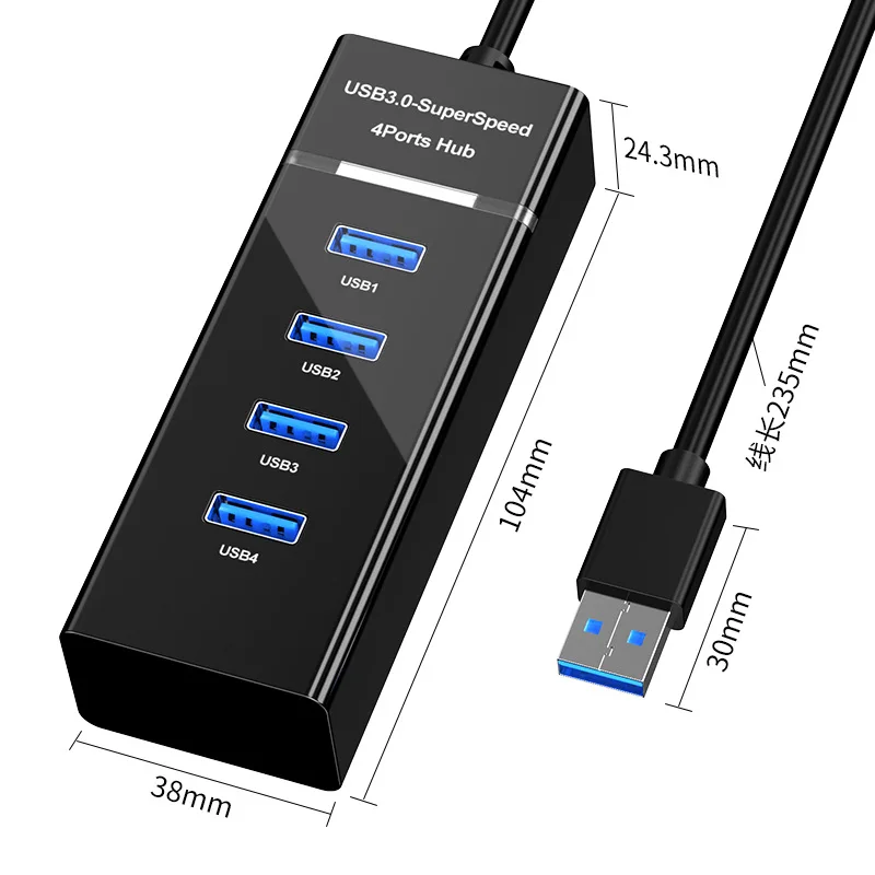 UTHAI 4 puertos USB 3.0 Hub de computadora portátil de alta velocidad Adaptador divisor de 5 Gbps Expansor de accesorios para PC