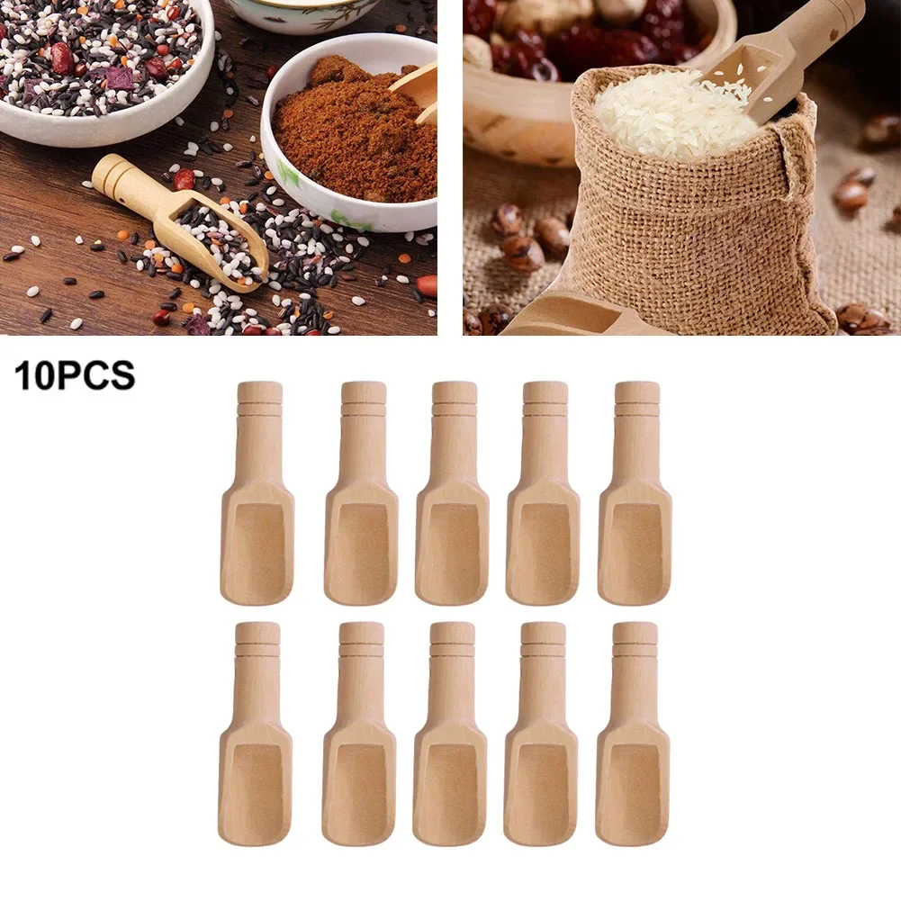 10X Wooden Small Little Mini Scoop Salt Sugar Coffee Spoon Teaspoon Small Salt Shovel Milk Powder Scoops Kitchen Cooking Tool