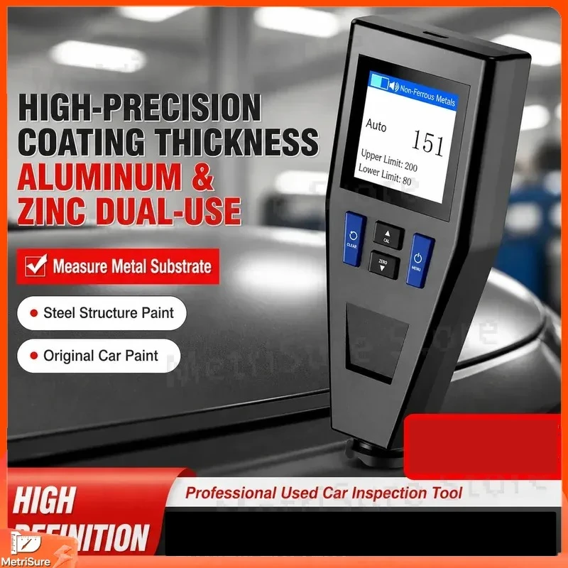 Coating Thickness Tester for Paint Film Measurement on Automobiles Used Cars Metal Surfaces Galvanized Layer and Car Body