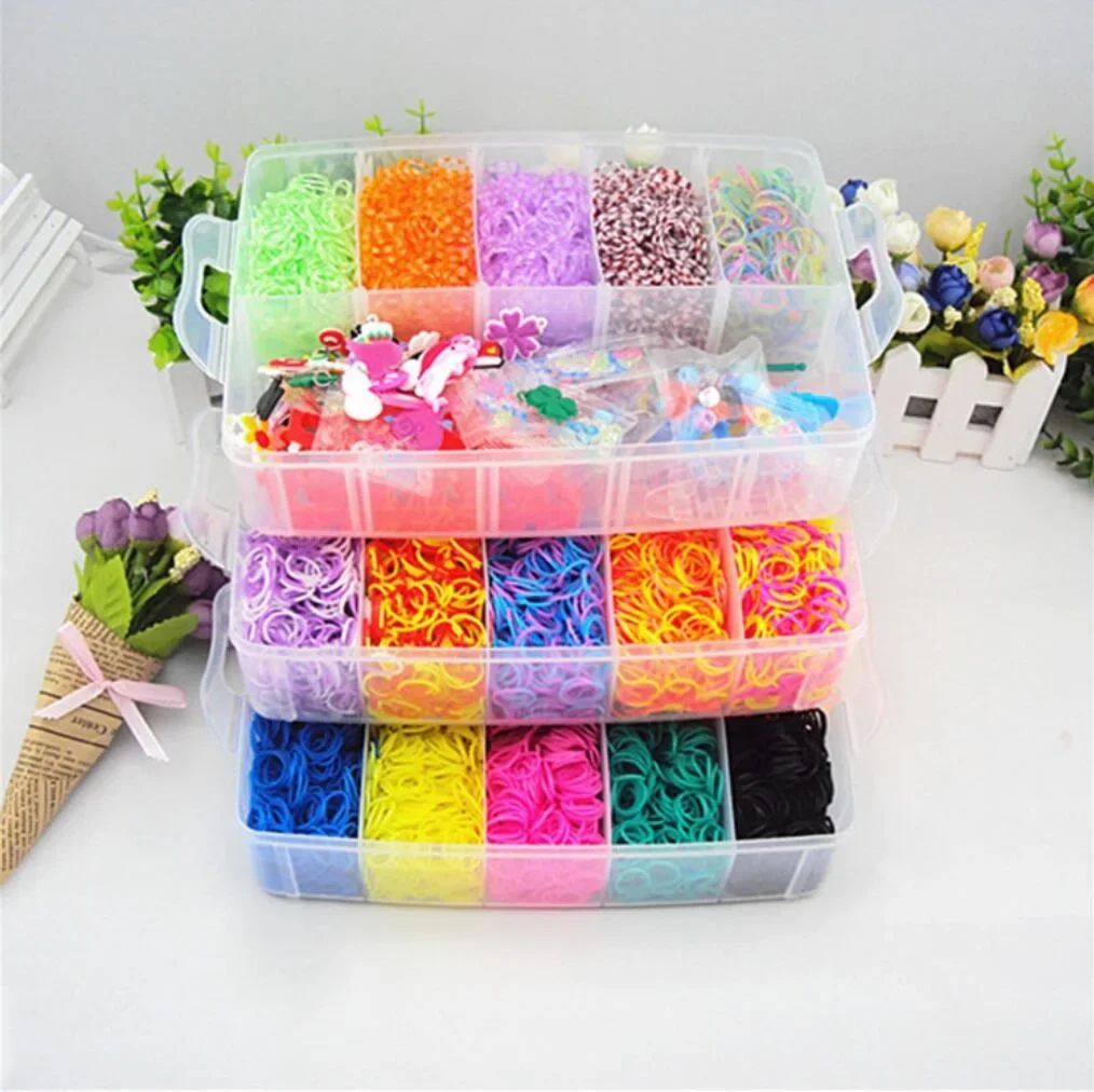 15000Pcs Elastic Rainbow Bands Loom Set Children DIY Make Bracelet Woven Bracelet Kids Educational Crafts Toys Accessory