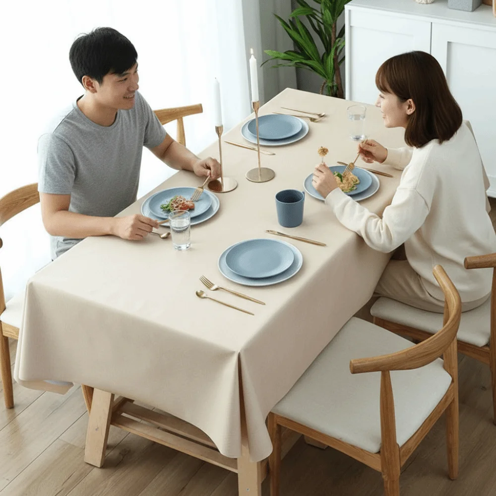

Solid Color PVC Tablecloth Oil Resistant Decoration Kitchen Dinning Tablecloth Simple Heat Resistant Waterproof Tablecloth