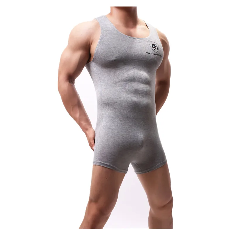 Mens Bodysuit Undershirts Sport Fitness Jumpsuits One-piece Leotard Wrestling Singlet Elastic Body Shaper Underwear Sportwear