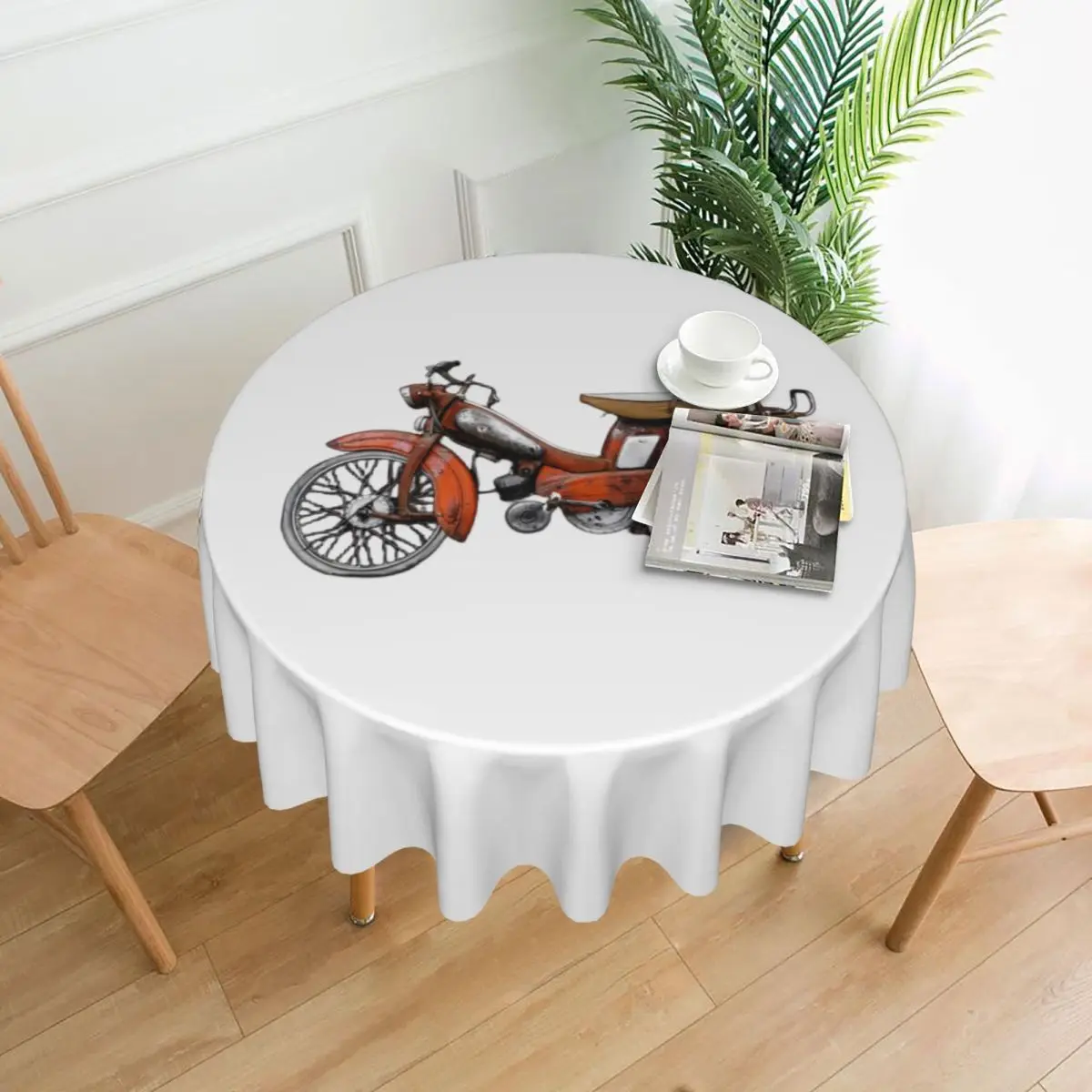 

Винтажная французская мопеда Motobecane, водонепроницаемая круглая скатерть, маслостойкая скатерть для кухонных мероприятий, чехол для обеденного стола 60 дюймов