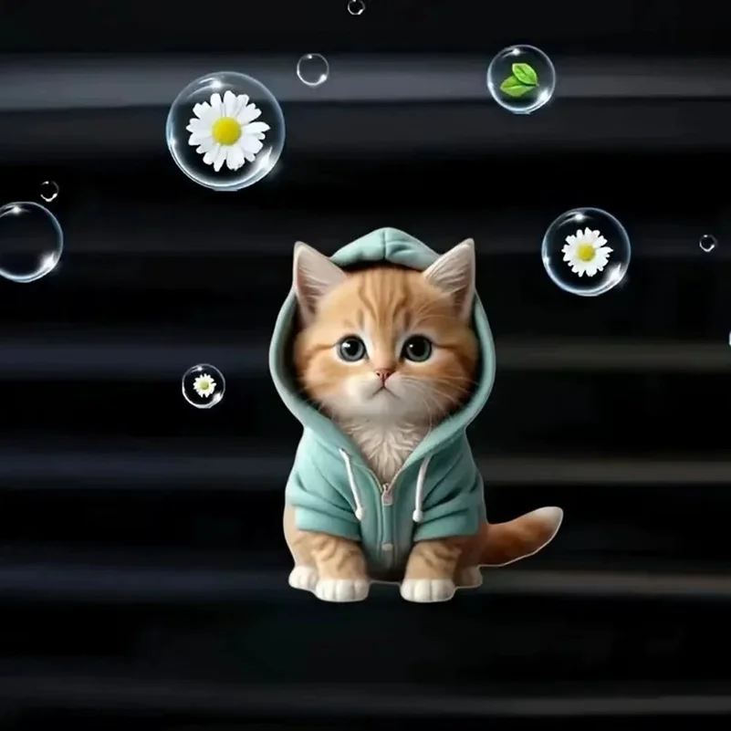 Hoodie Kitten Finished Ventilating Clip Car Decoration Aromatreatment Acrylic Accessories