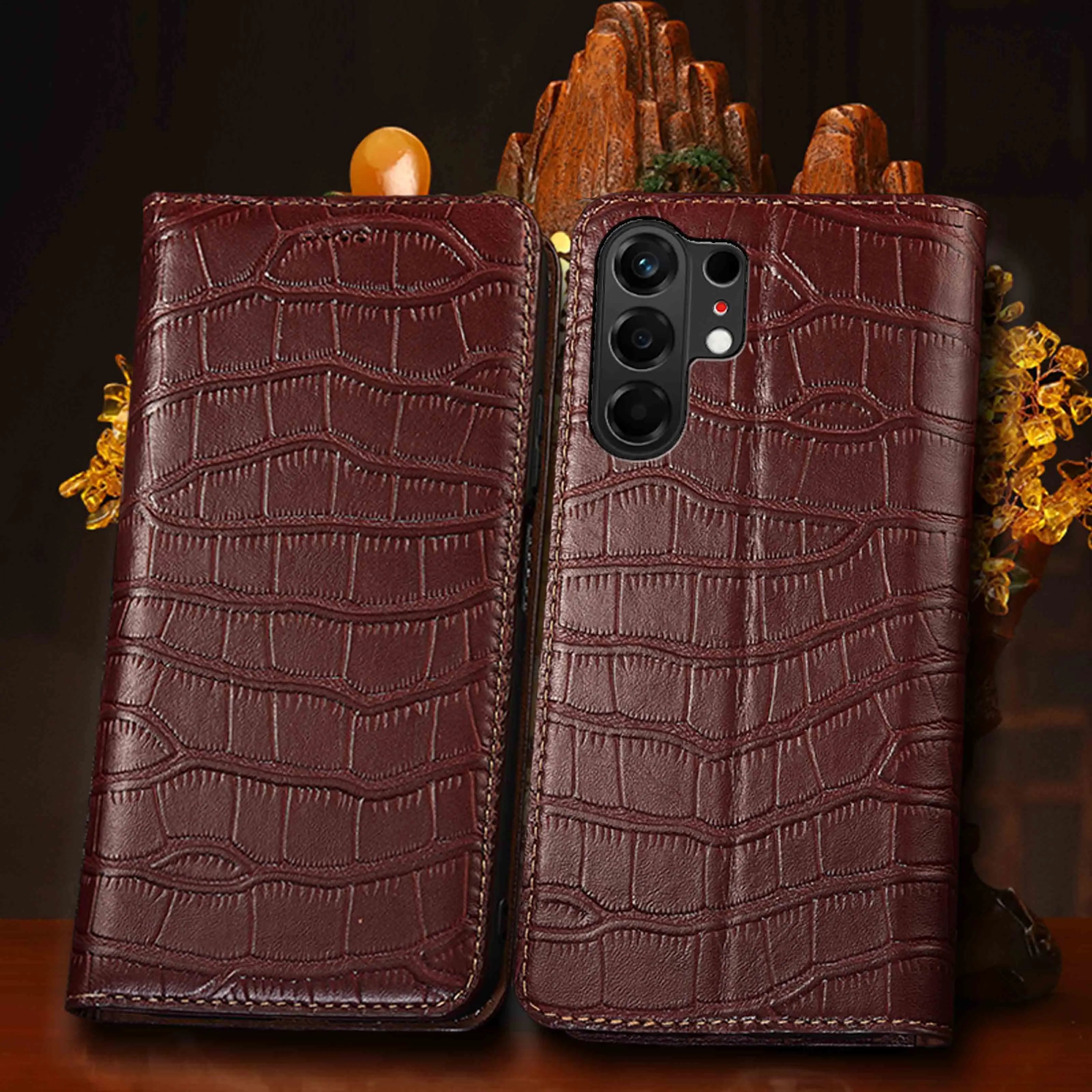 

Чехол-книжка из натуральной кожи с узором под крокодиловую кожу для Tecno Camon 17 18 19 20 20S 30 30S 40 50 Premier Pro Ultra 4G 5G