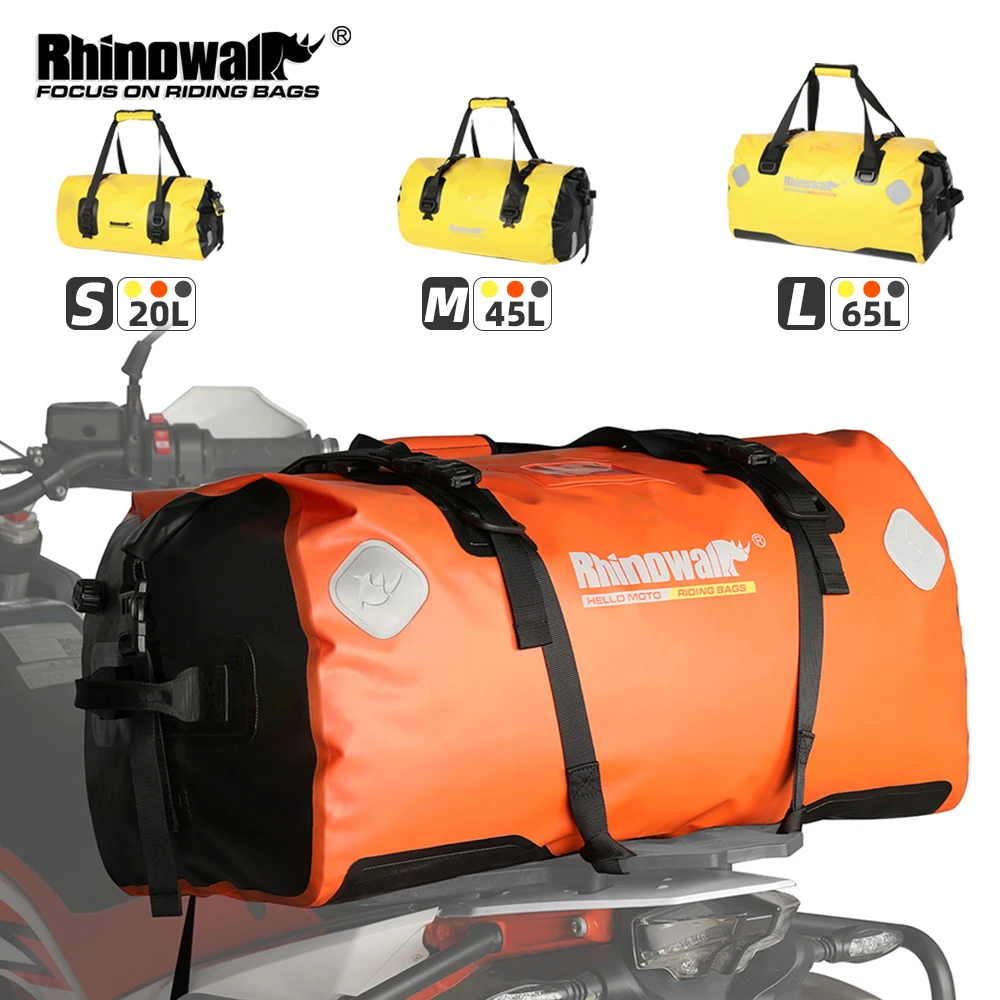 Rhinowalk Motorcycle Saddle Bag 20L/45L/65L Waterproof Motor Back Seat Tail Pack Quick Dry Travel Luggage Pannier Carrier