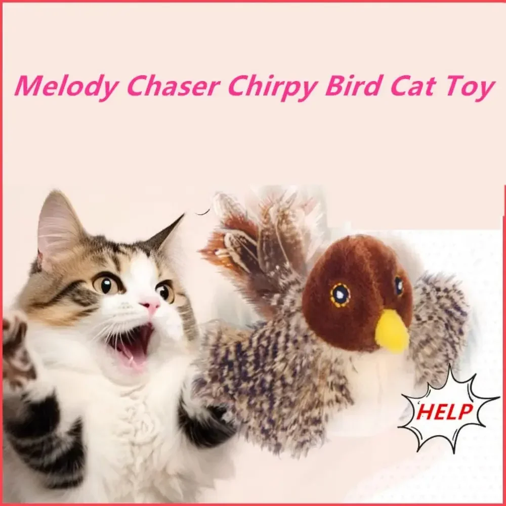 Flapping Bird Cat Toy, Interactive Flappy Bird Cat Toy Bird Toy for Cats, Simulated Chirping Bird Cat Toy, Interactive Cat Toy