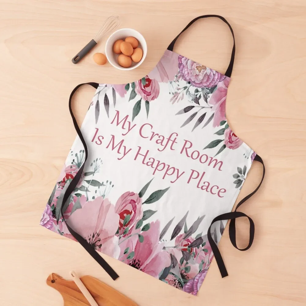 

My Craft Room Is My Happy Place Apron Kitchen Supplies Idea Goods Women's Dresses Nursing Apron