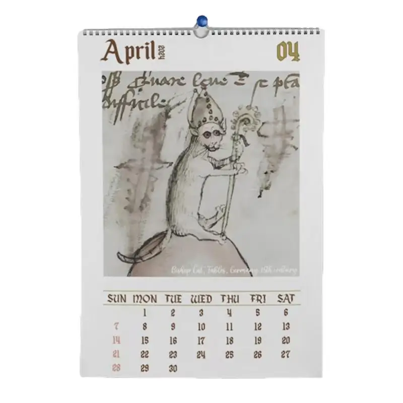 Calendrier mural pour chat médiéval, 2024