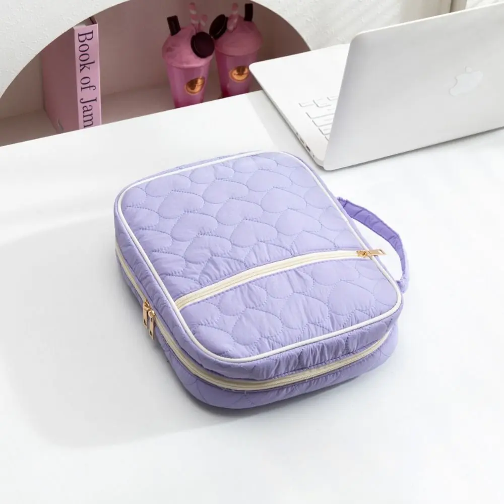 

Multi-use Quilted Book Sleeve With Zipper Dustproof Book Protector Cover Embroidered Book Storage Bag Students&Readers