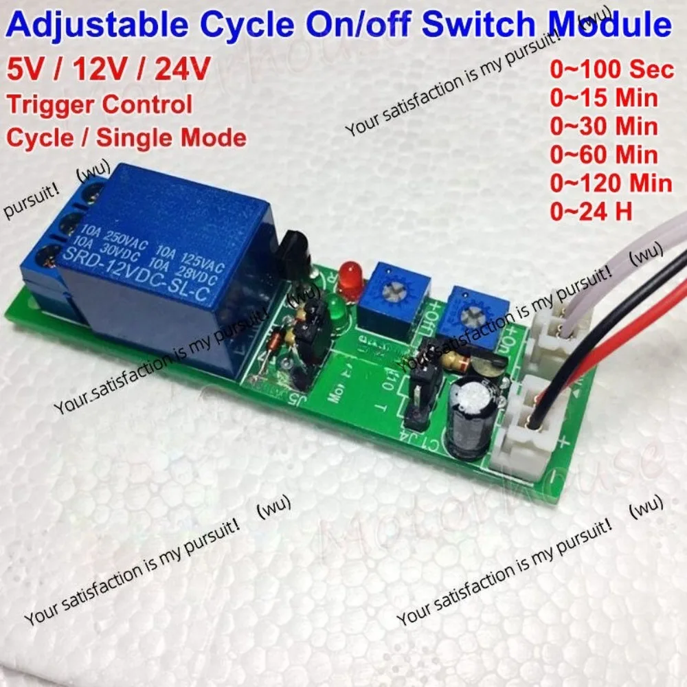 Suitable for DC 5/12/24 V 1S-24H Adjustable Delay Time Timer Relay Cycle Control Cycle, Switch