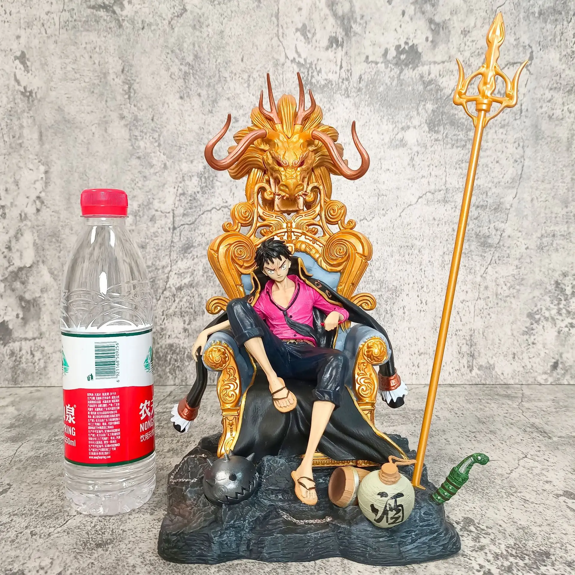 34cm Anime One Piece Monkey D. Luffy Character Gk Four Emperor Throne Manga Statue Pvc Action Figure Series Model Model Toys