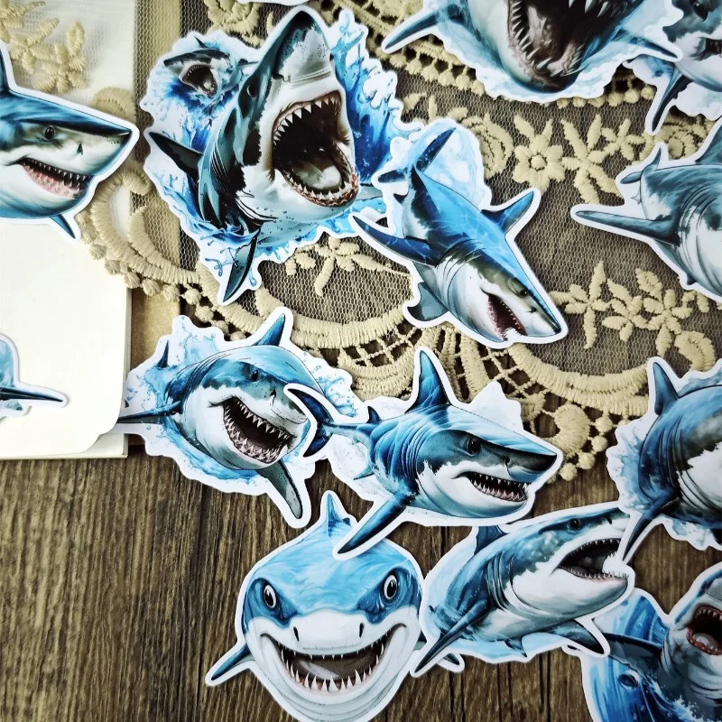 17pcs Handbook Marine animals watercolor shark stickers for phone car Label Decorative Stationery Scrapbooking DIY Diary Album