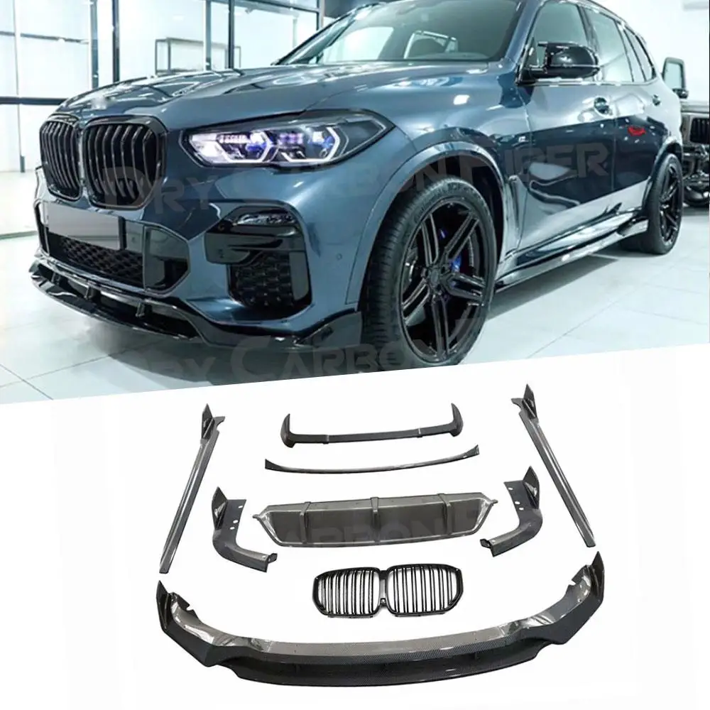 

Gloss Black Bumper Grills Front Lip Rear Diffuser Spoiler Side Skirt for BMW X5 G05 M sport 2019+ Car Body Kits ABS carbon fiber