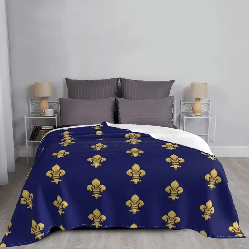 Royal Fleur-De-Lys Blanket Fleece All Season Lily Flower Fleur De Lis Warm Throw Blanket for Bedding Couch Bedding Throws