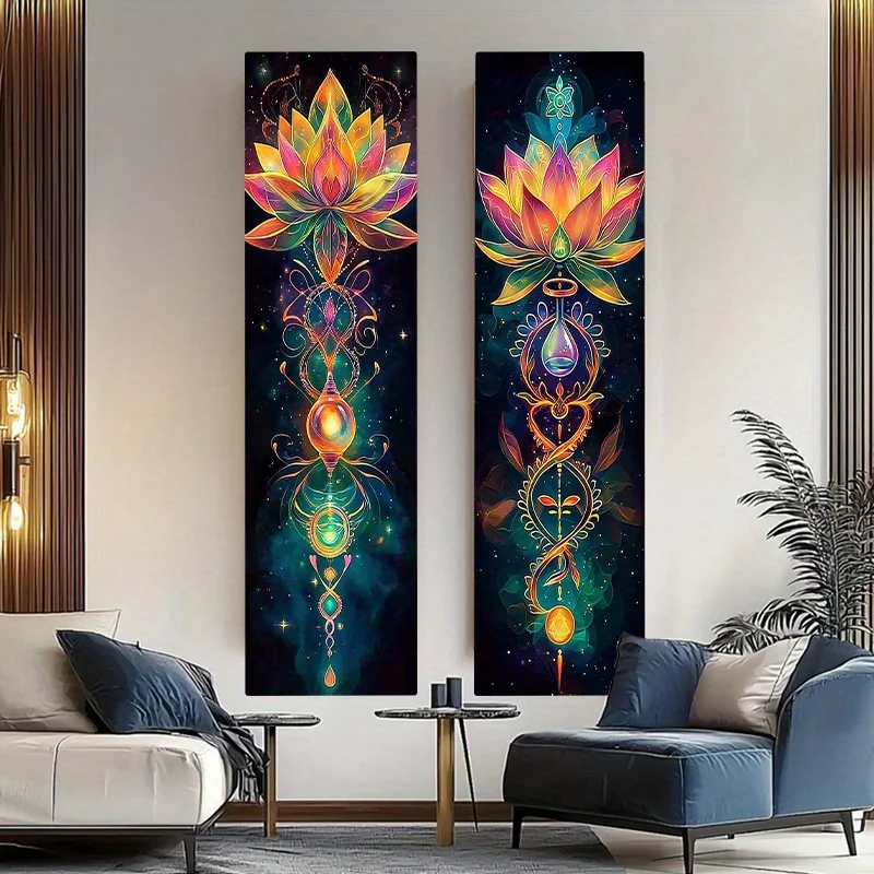 1PC Cosmic Energy Fantasy Lotus Tapisserie Bohemian Natural Style Wanddekoration für Wohnheim Hippie Zimmer Home Dekoration