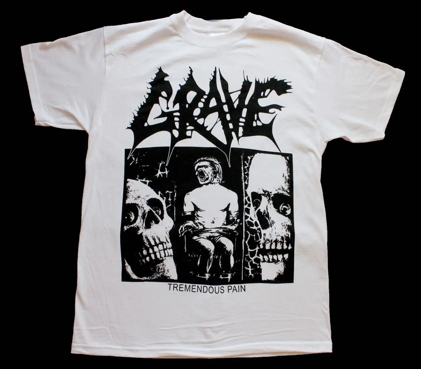 GRAVE TREMENDOUS PAIN'91 DEATH METAL BAND THERION NEW WHITE T SHIRT S 345XL