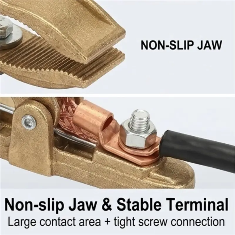 A01F-Brass Ground Clamp Heavy Duty 500A Capacity High Conductivity Clip Welding Earth Clamp