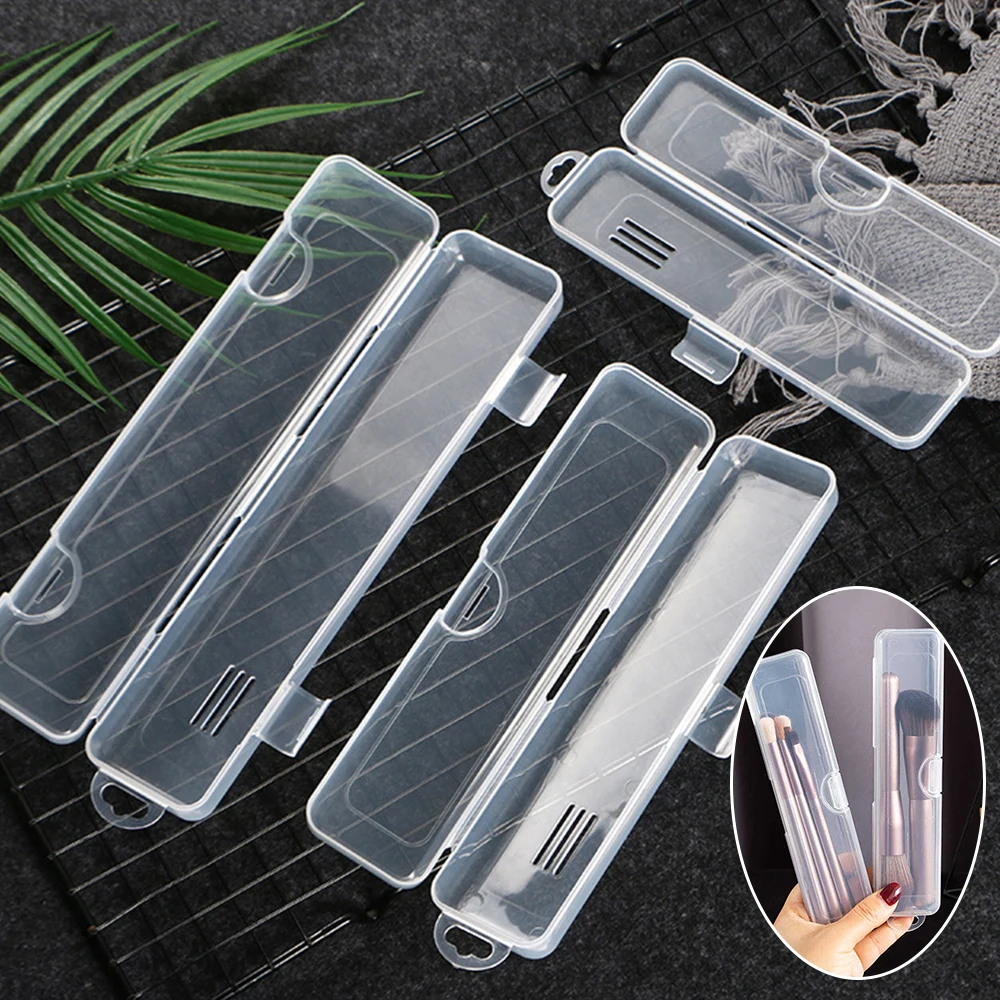 Transparent Plastic Storage Box Clear Chopsticks Box Makeup Brush Organizer Rectangle Case Multifunctional Sturdy