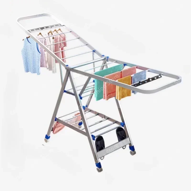 

Foldable Clothing Rod Outdoor Balcony Clothes Drying Rack Stainless Steel Floor Hangers Organizer Racks