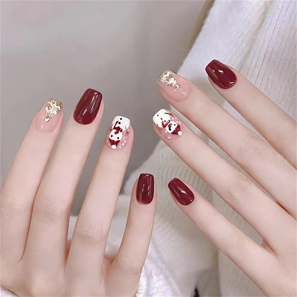 

30pcs Christmas Nail Art Holiday Limited Edition Trendy bow Glitter with Flower Garlands Beads Removable Nail