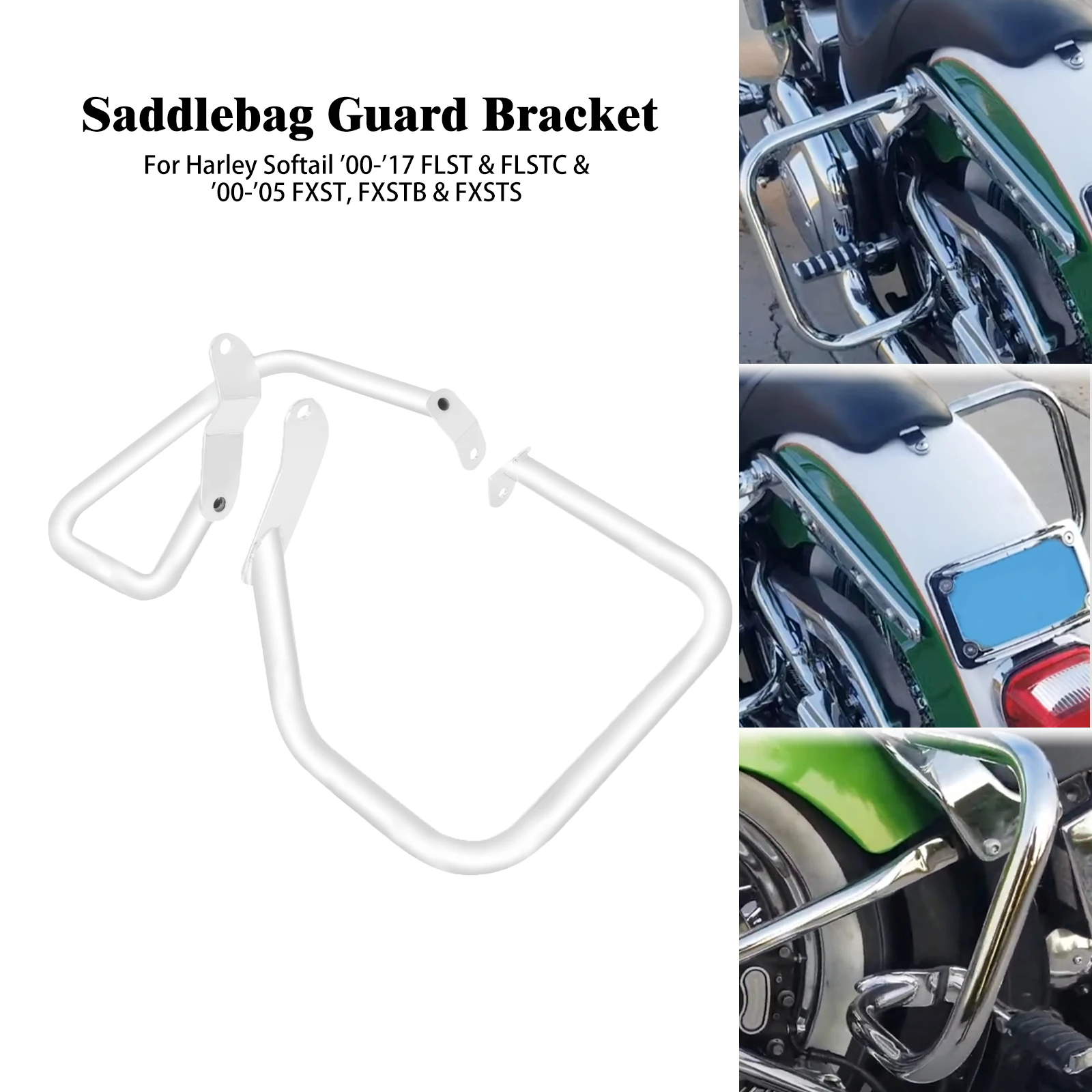 

Motorcycle Rear Saddlebag Guard Rail Crash Bar Bracket Chrome For Harley Softail FLST FLSTC 2000-2012 FXST 2000-2005 FXSTB 00-05