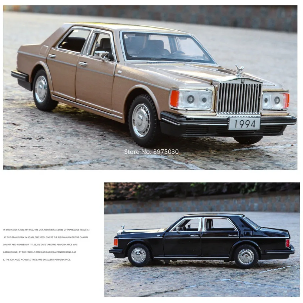 1:32 롤스로이스 실버 스퍼 ‌   모델 장난감 빈티지 자동차 합금 다이캐스팅 휠 풀백 미니어처 차량 사무실 테이블 장식품