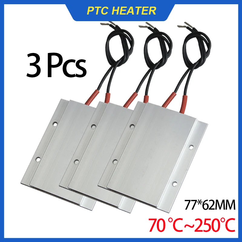 3 szt. 12 V ~ 220 V termostatyczna płyta grzewcza PTC Element grzejny PTC płyta ceramiczna inkubacja ogrzewanie stacja rozlutownicza 77x62mm