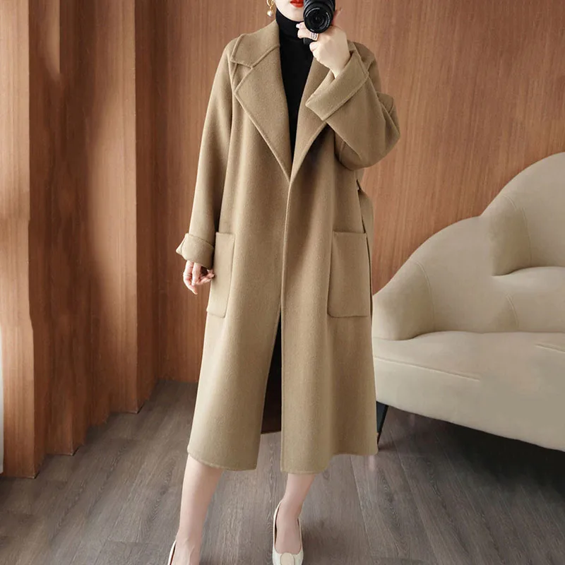 Female Overcoat Autumn Winter Fashion Women's Woolen Coat 2024 New High Quality Double-Faced Cashmere Women's Woolen Coat H108