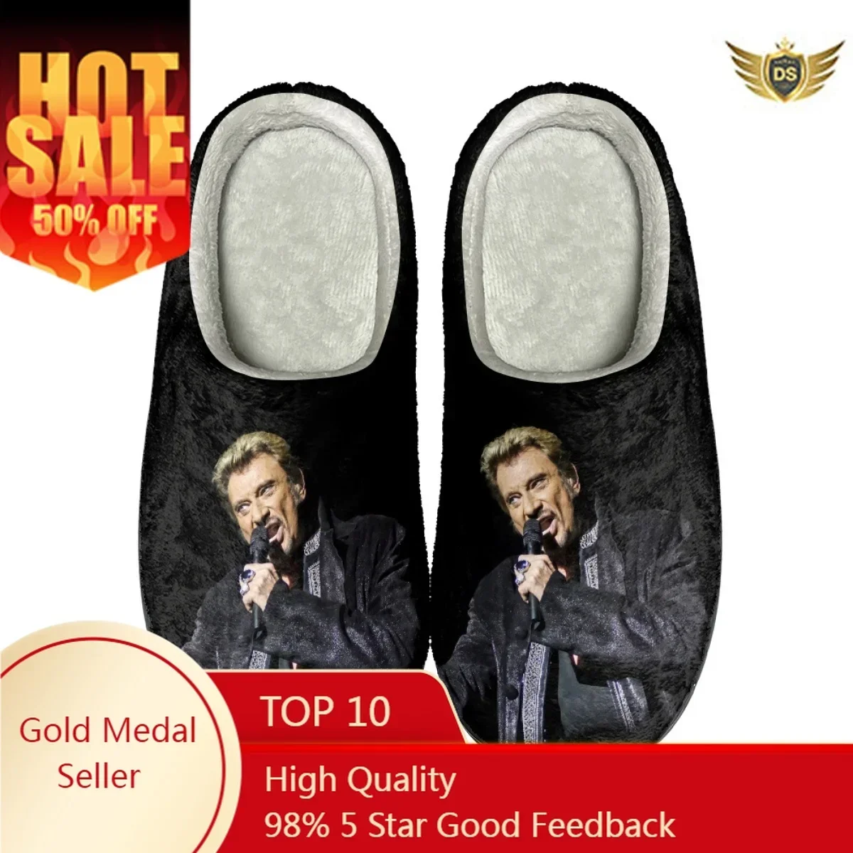 

Johnny Hallyday Design Winter Warm Slippers Women Men Home Cotton Shoes Non-slip Indoor Couple Slipper Slides Print On Demand