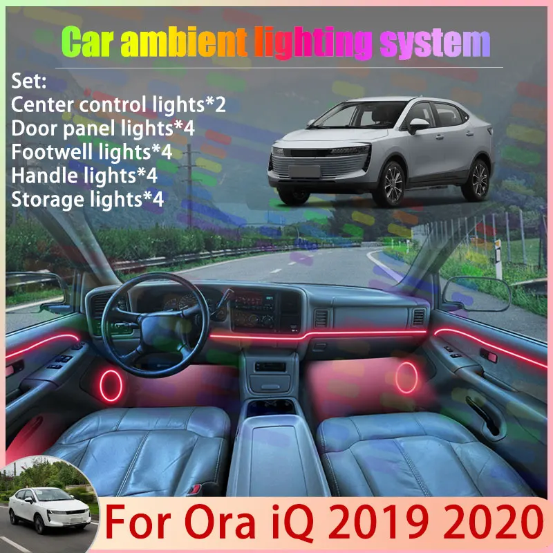 

For Ora iQ5 iQ 2019 2020 2/18 in 1 Car Atmosphere Light Lamp RGB Shade Ensemble Streamer Atmosphere Set Auto Accessories Parts