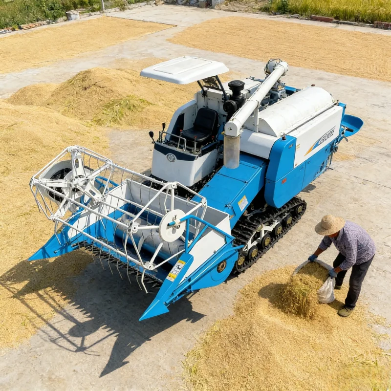 Four Wheel Mini Wheat Combine Harvester Stable Climbing Rural Slope Dry Field Grain Reaping Threshing Storage Diesel Equipment