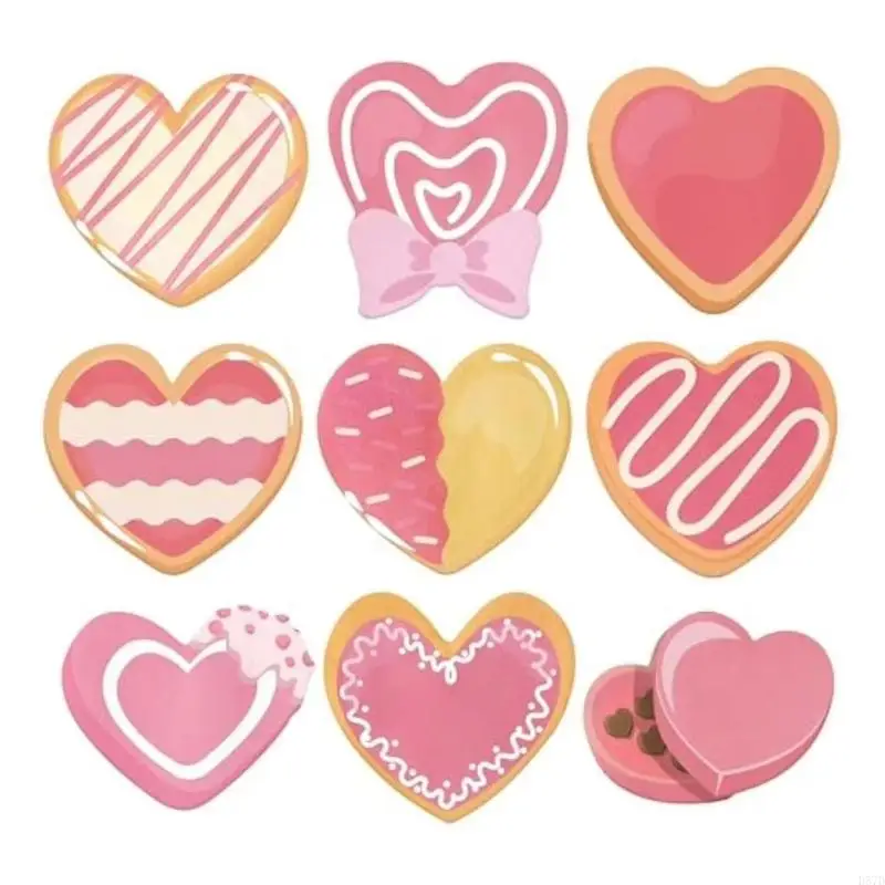 D57D 9pcs Diseños forma corazón corazón Pad Sticking Pad Pad Notes Pad Notas notas