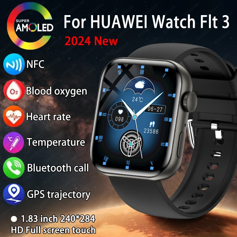 

For HUAWEI WATCH FIT 3 GPS NFC Smart Watch Men AMOLED Screen Heart rate Bluetooth Call IP68 Waterproof Women Smartwatch 2024 New