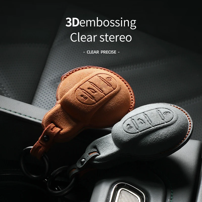 

For BMW Mini Cooper Accessories Car Remote Key Cover Alcantara Keychain R56 ONE JCW F54 F55 F56 F60 R55 R57 R58 R59 R60