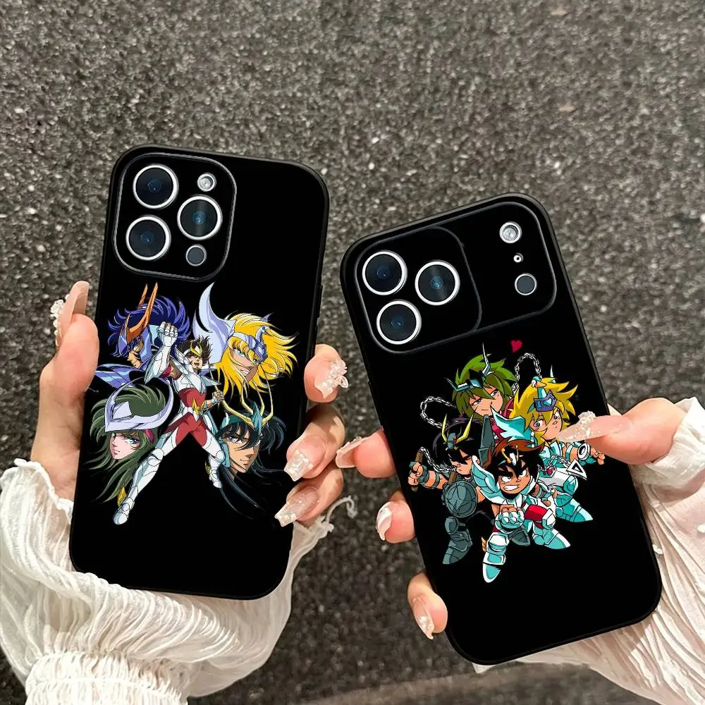 Funda para Teléfono Anime S-Saint S-Seiya para iPhone 17, 16, 15, 14, 13, 12, 11 Plus, Pro Max, Otros, Cubierta Negra Suave