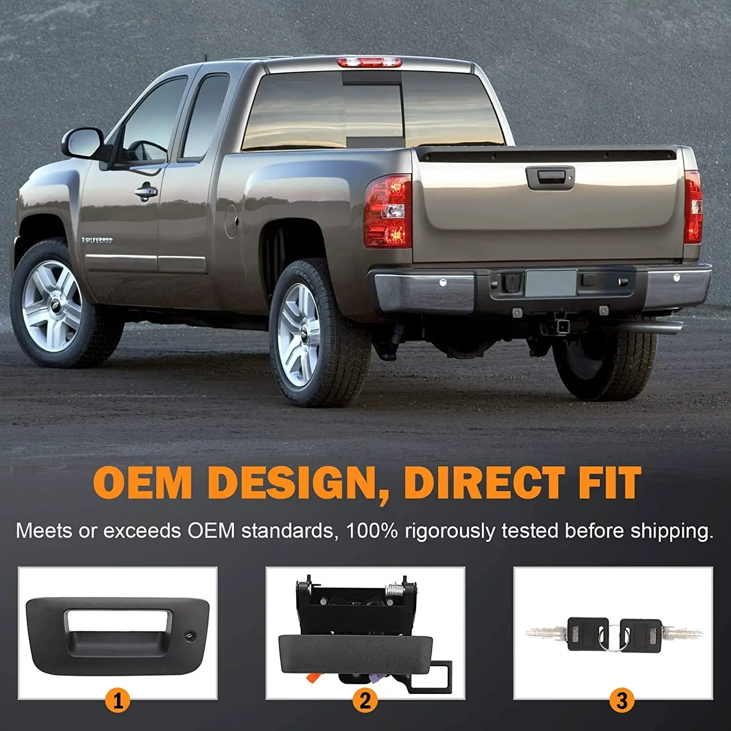 Tailgate Handle Kit Tail Gate Bezel Lock For 2007-2014 Chevy Silverado GMC Sierra 22755305