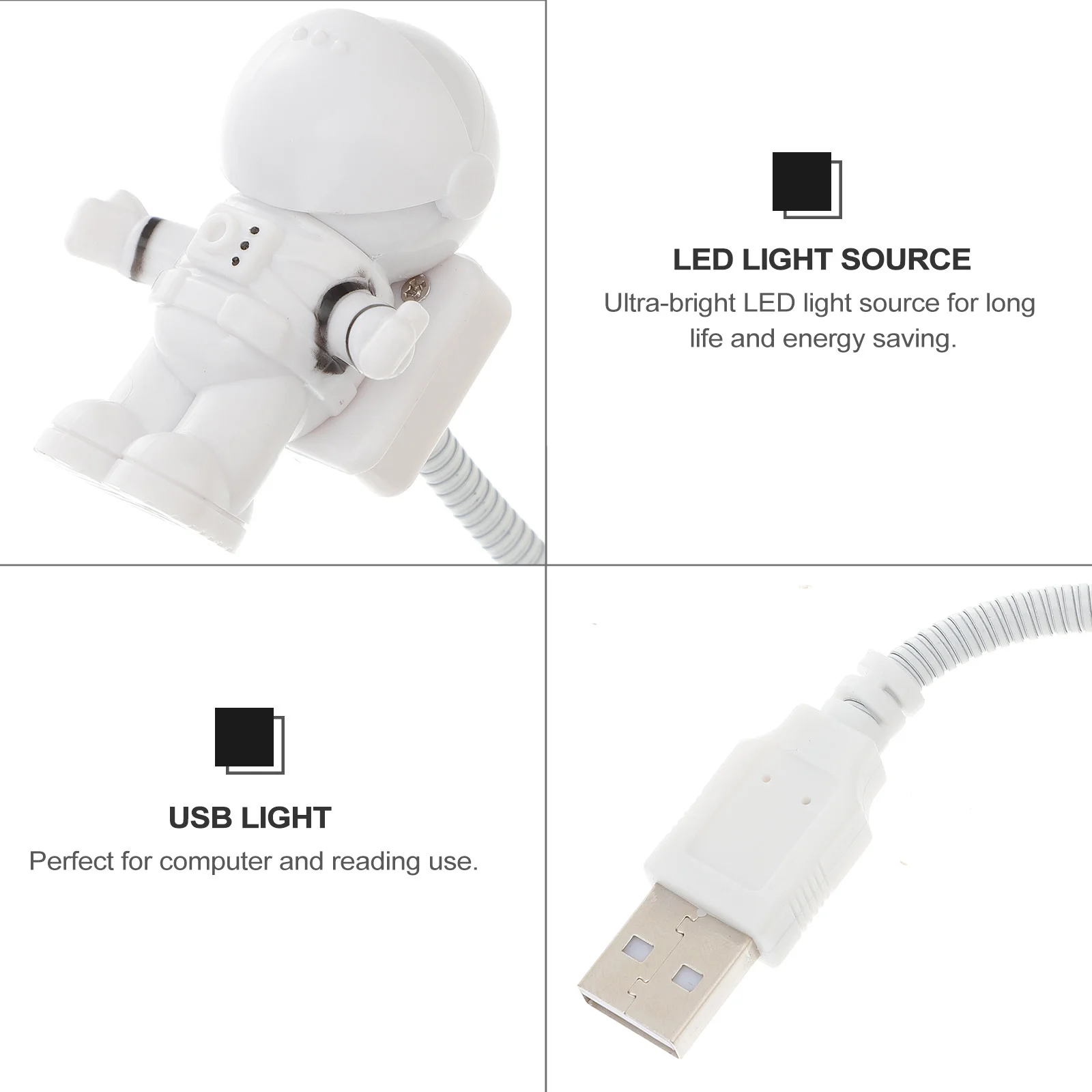 1 قطعة LED ضوء الليل رائد فضاء تصميم USB لمبة مكتب مع عيون متوهجة التحكم باللمس لغرفة النوم مكتب دراسة القراءة #3