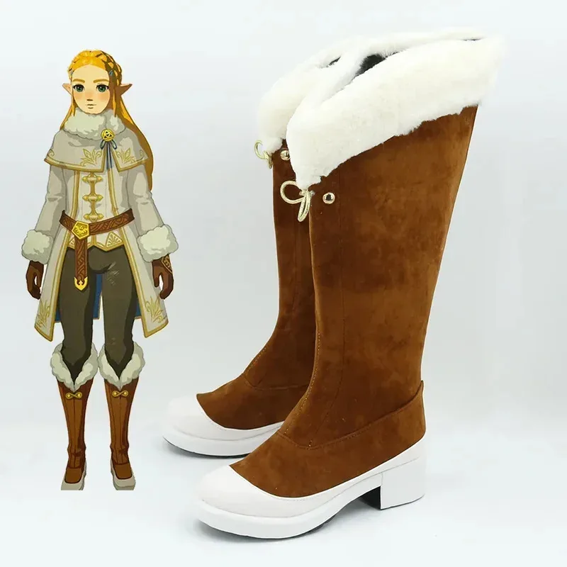 

NewAnime Princess Zelda Cosplay Shoes Boots Halloween Costume Accessories Props2025c;5,v'8.d;