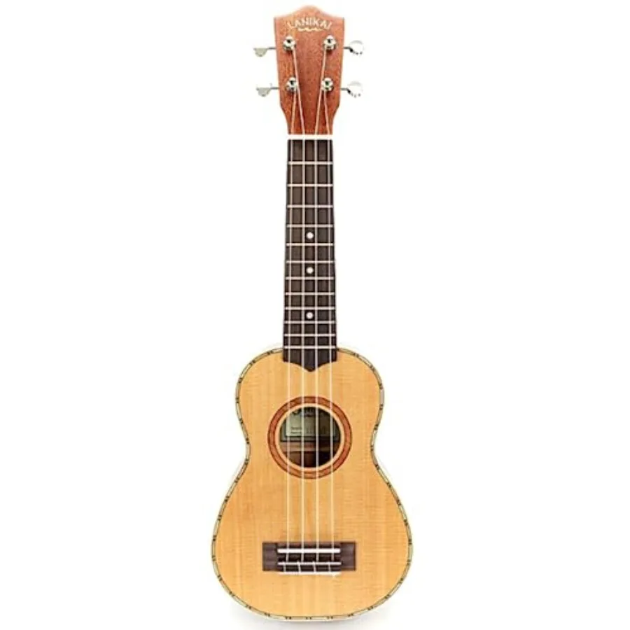 

Soprano ukulele for beginners and performers, cedar solid top, natural finish, deluxe Grover tuners for precise tuning stabilit