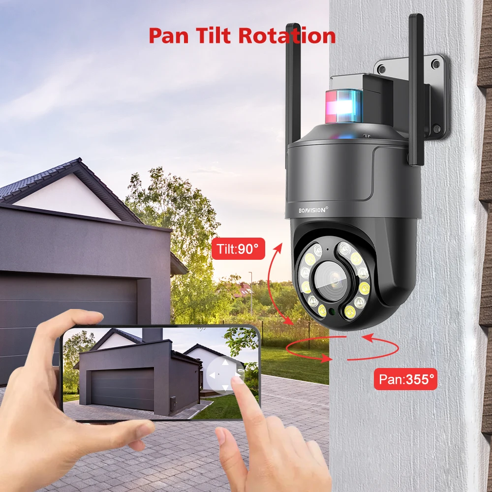 5MP 20X Zoom Outdoor Surveillance Camera PTZ WIFI 4G POE Red Blue Warning Lights Human Detection Auto Tracking Security Camera