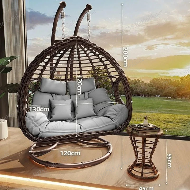 

Double Rattan Nest Hanging Swing Chair, Indoor Outdoor Hammock Basket for Balcony Courtyard Home